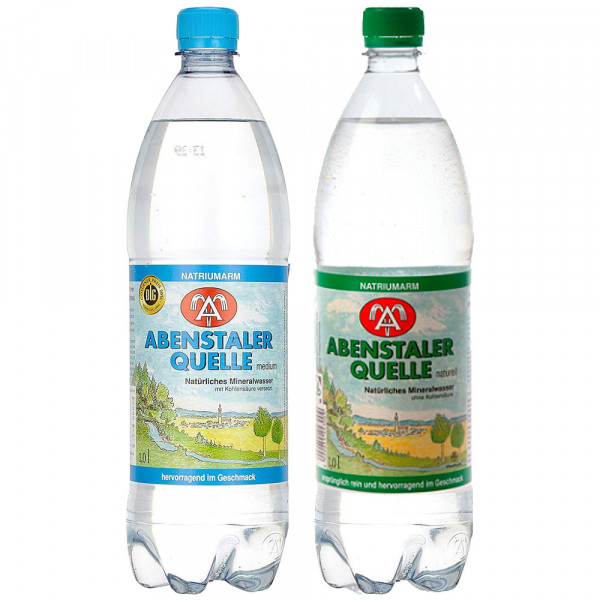 Abenstaler Mineralwasser 12x1,0l PET - 5x medium / 5x naturell