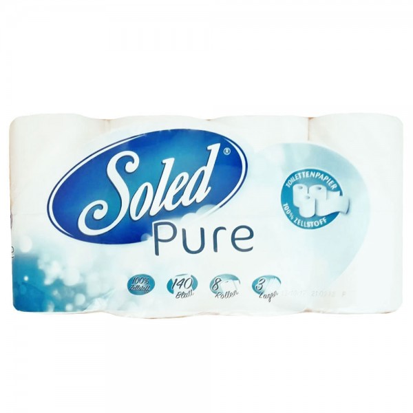 Soled Pure Toilettenpapier 3-lagig 8x140 Blatt